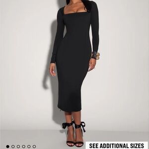 TA3 Elegant Black Long Sleeve Dress